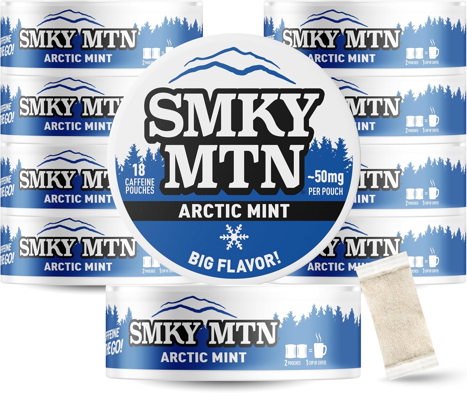 Smokey Mountain Caffeinated Pouches, Arctic Mint, 10 Can Box