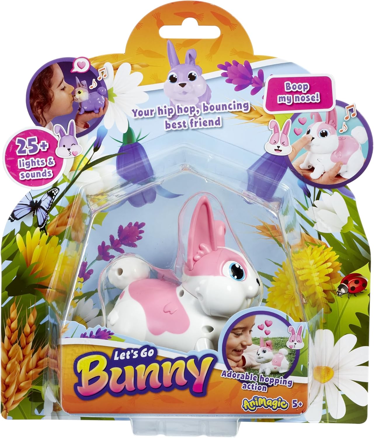 Animagic: Lets Go Bunny - Pink Age 5+ | Your Hip, Hop Bouncing Best Friend! | Interactive Walking Pet Bunny with Over 25 Lights and Sounds | For Ages 5+