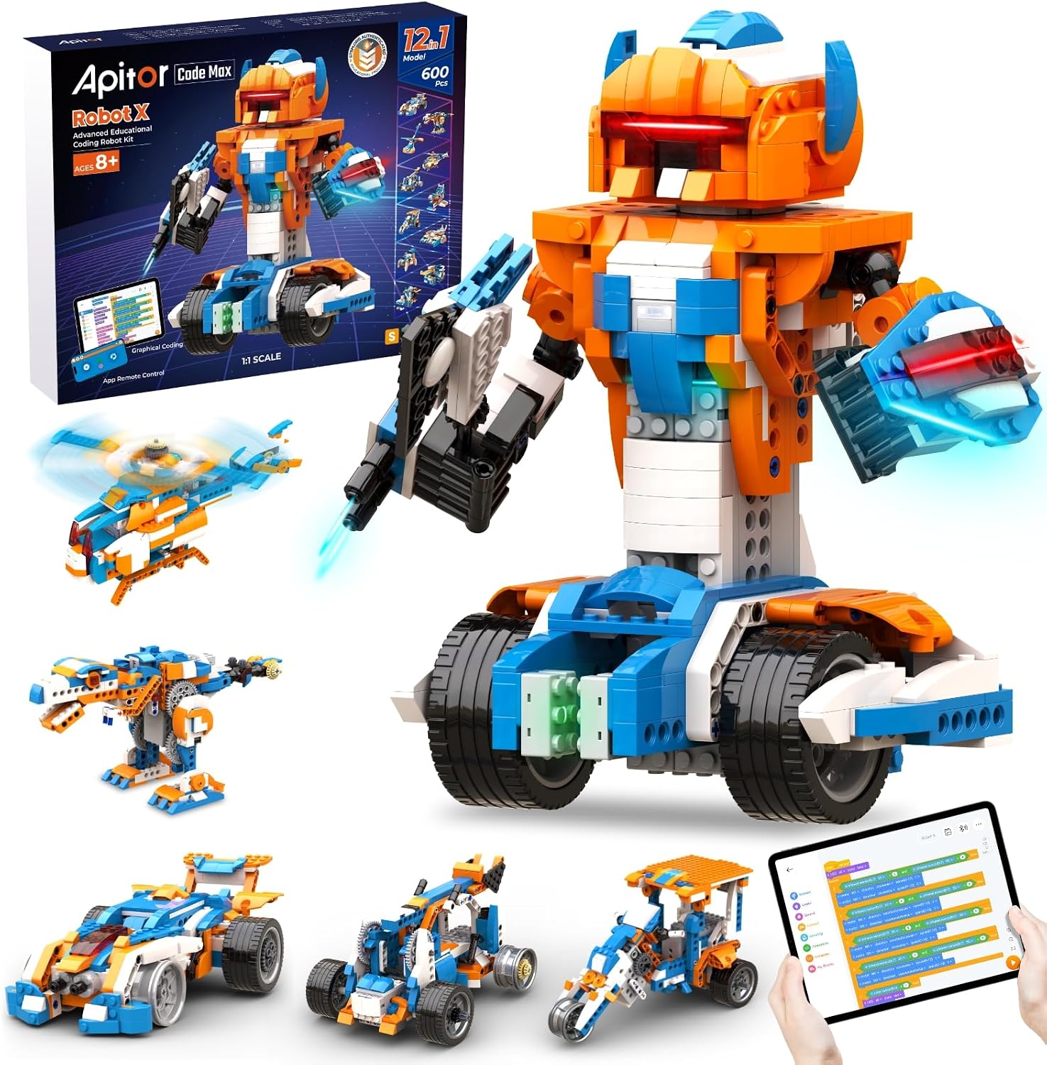 Apitor Robot X, Coding Robot Toys for Kids 8-14, STEM Robotics Building Kit