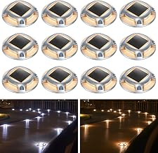 AGPTEK Solar Driveway Lights Outdoor 12 Pack, 2 Color Modes LED Deck Dock Marine Waterproof Driveway Marker Lights for Step Sidewalk Stair Garden Pathway Walkway Yard (Warm White/Cool White)