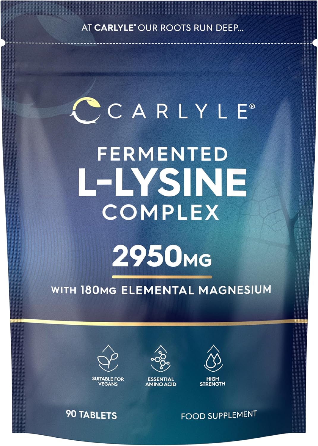 L-Lysine 2950mg | 90 Tablets | Essential Amino Acid | High Strength Vegan Supplement | by Carlyle