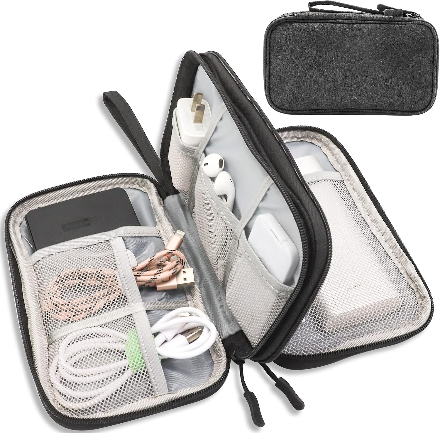 Teskyer Electronics Accessories Organiser Bag, Waterproof Cable Organiser Bag, Travel Gadget Bag, Holiday Essentials for Men Women, 8.5 x 5 Inch, Black