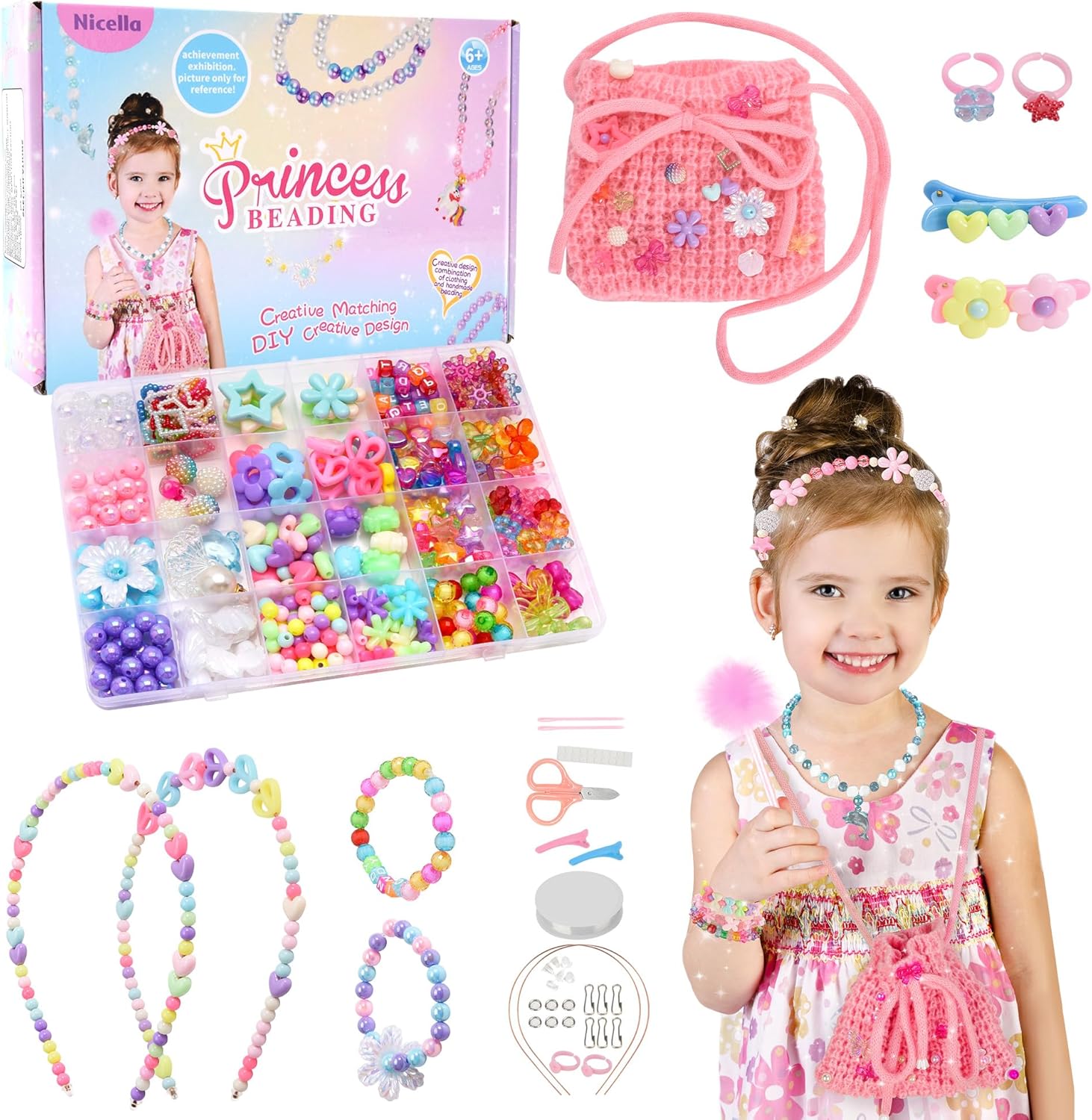Friendship Bracelet Making Kit Toys, Ages 7 8 9 10 11 12 Year Old Girls Birthday Gifts Ideas, Arts and Crafts String Maker Tool, Bracelet DIY, Kids Travel Activity Set