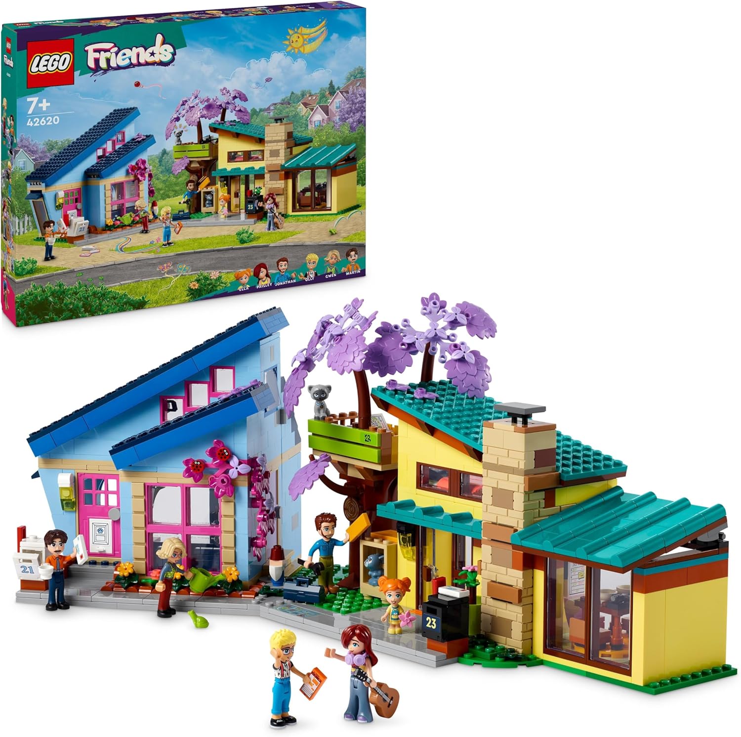 LEGO Friends Olly and Paisley's Family Houses, Toy Dolls House Set for 7 Plus Year Old Girls, Boys & Kids with Mini-Doll Characters, Accessories and Pet Toys for Role Play, Birthday Gifts 42620