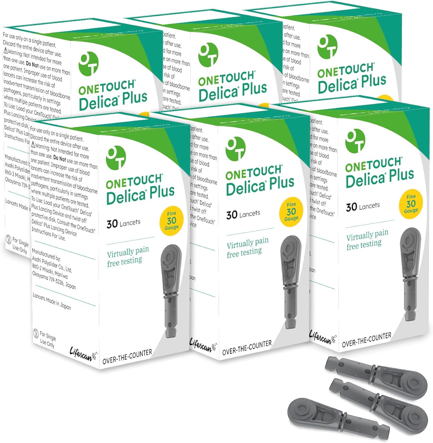OneTouch Delica Plus Lancets for Diabetes Testing - Fine 30-Gauge Lancets for Blood Test - Diabetic Supplies for Blood Sugar Monitor - for Lancing Device, 180 Count