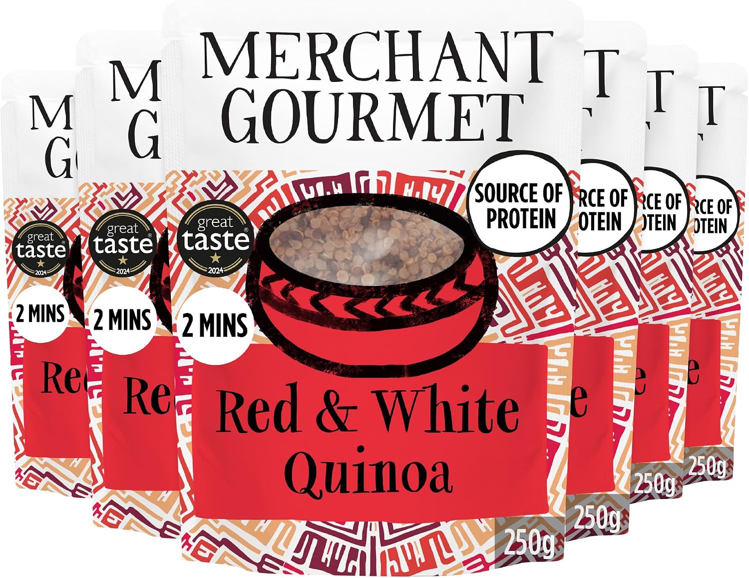 Merchant Gourmet Cooked Red & White Quinoa, 250 g (6-Pack)