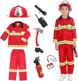 Fireman Costume For Kids Fire Chief Cosplay Role Play Toys