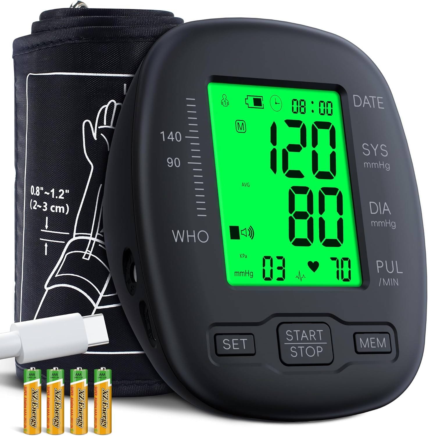 Blood Pressure Monitor Upper Arm Blood Pressure Monitors for Home Use with Adjustable Bp Cuff 8.7"-16.5", Backlit Screen, 2x99 Memory, Voice Broadcast and Battery Bp Machine, Easy to Use