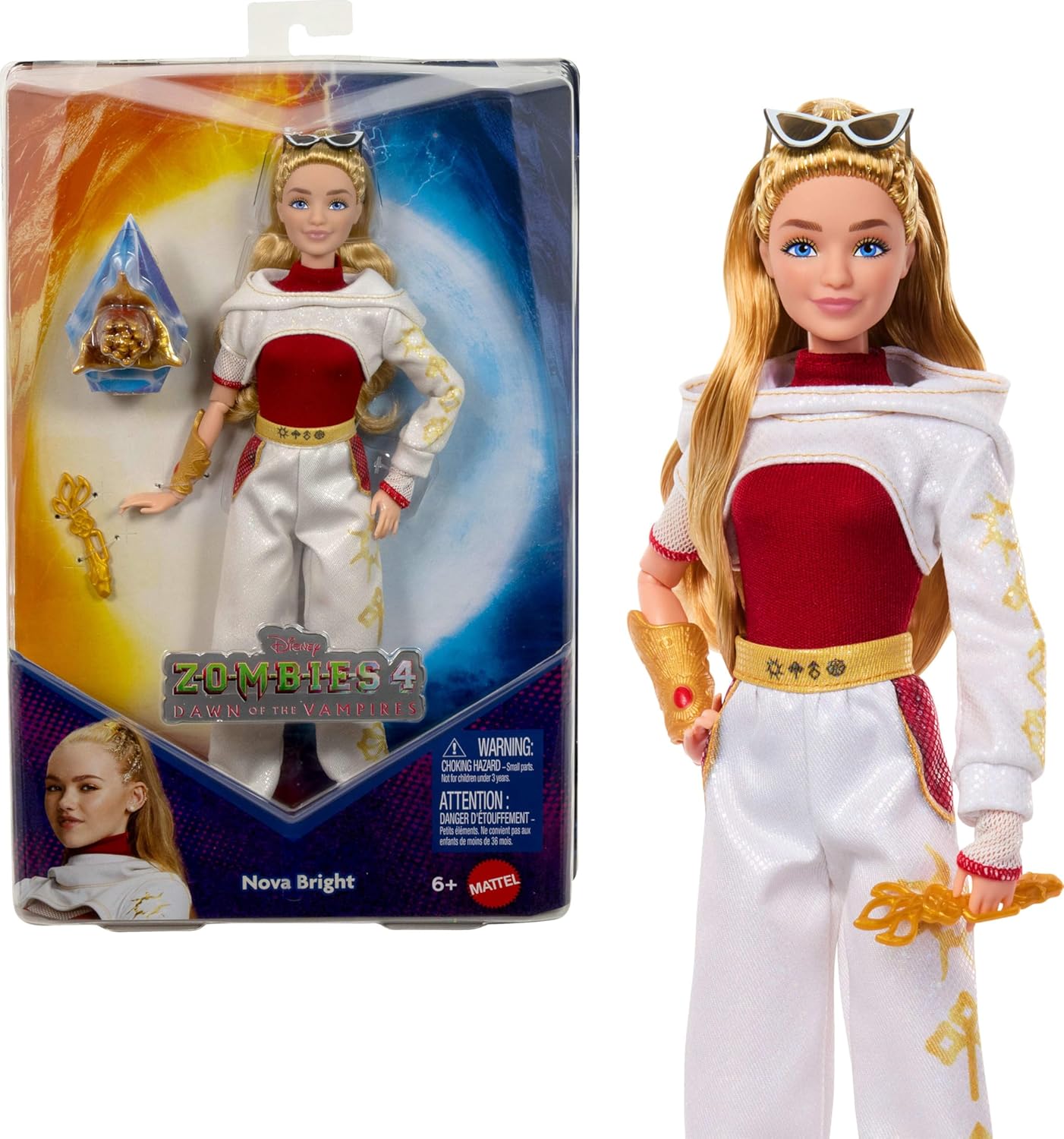 Mattel Disney Zombies 4: Dawn of the Vampires Nova Bright Fashion Doll with Removable Outfit & 5 Accessories, Inspired by the Movie