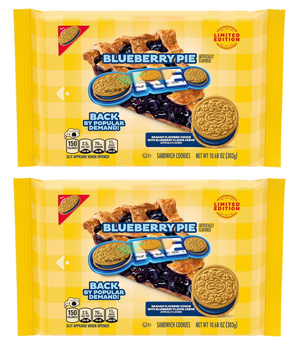 Ghaham Flavored Cookie With Blueberry Pie Flavored Creme 10.68oz each, Limited Edition - 2 pack