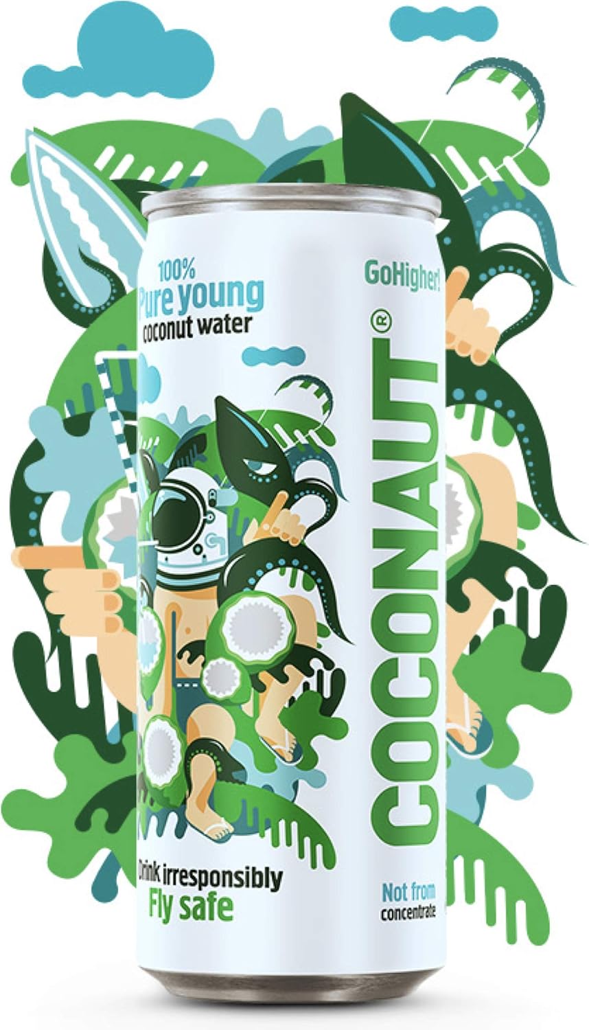 COCONAUT Pure Young Coconut Water - Coconut Water from 100% Young Coconuts - Refreshing, Low Calorie, Vegan, Healthy and Isotonic in Various Varieties (12 x 320 ml can)