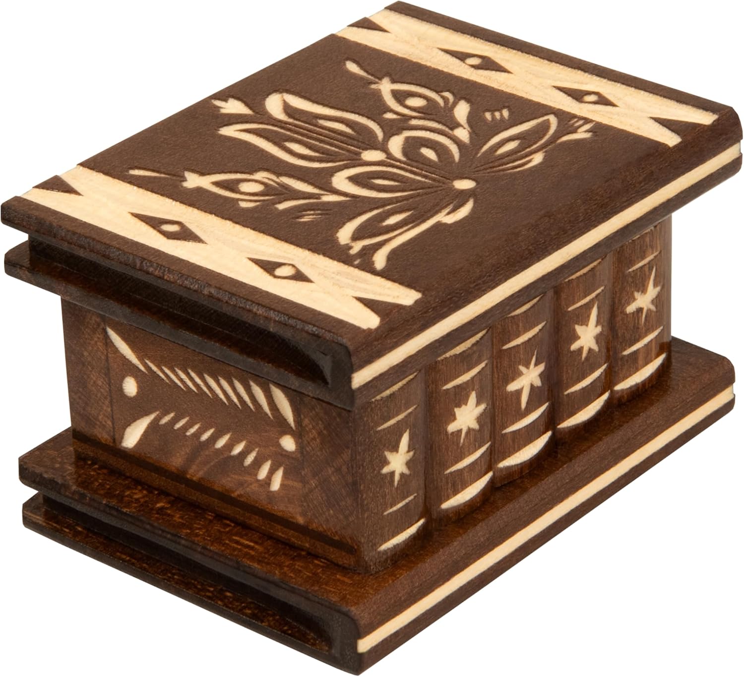 Puzzle Box, Wooden Secret Box with Lock and Key for Adults and Kids, Hidden Compartment