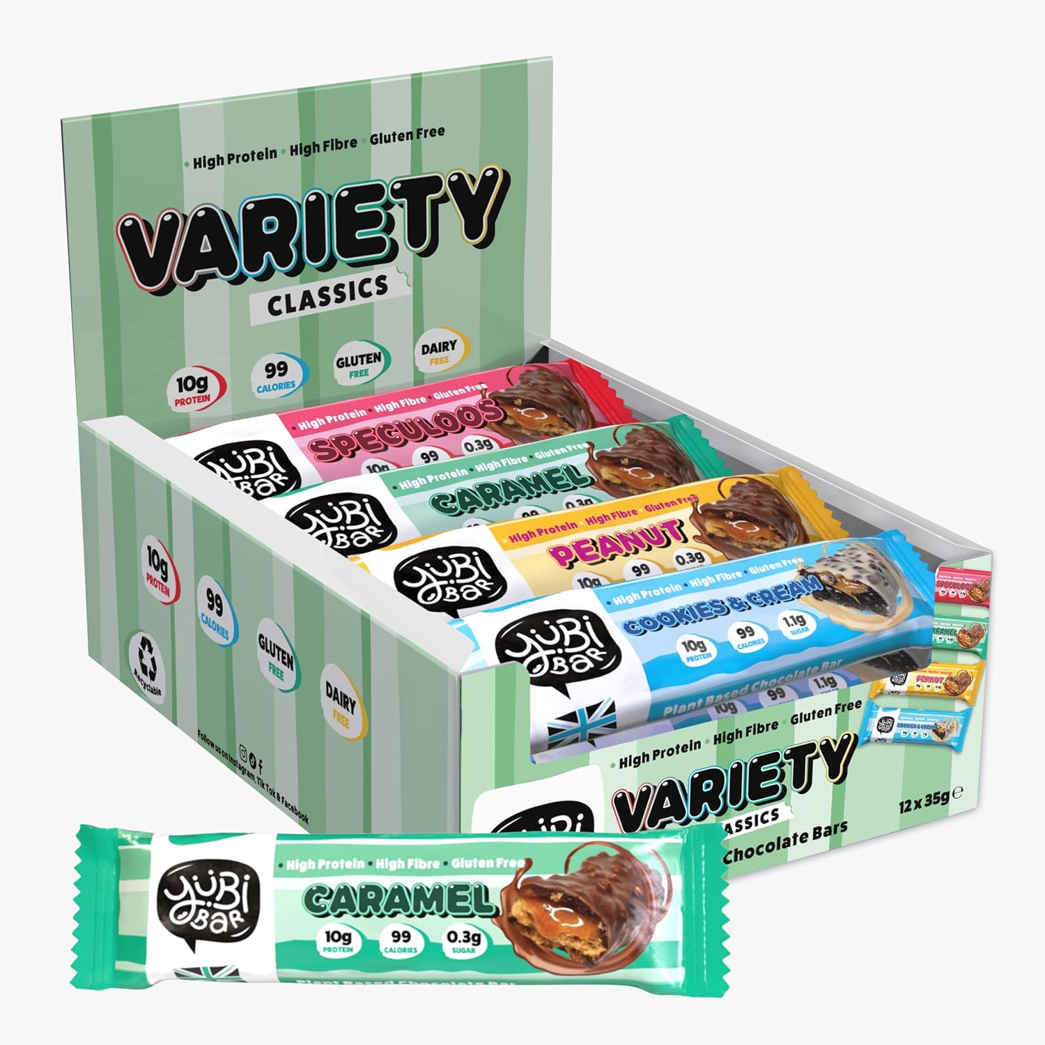 Yubi Bar – Variety Classics Protein Bars, 12 x 35g