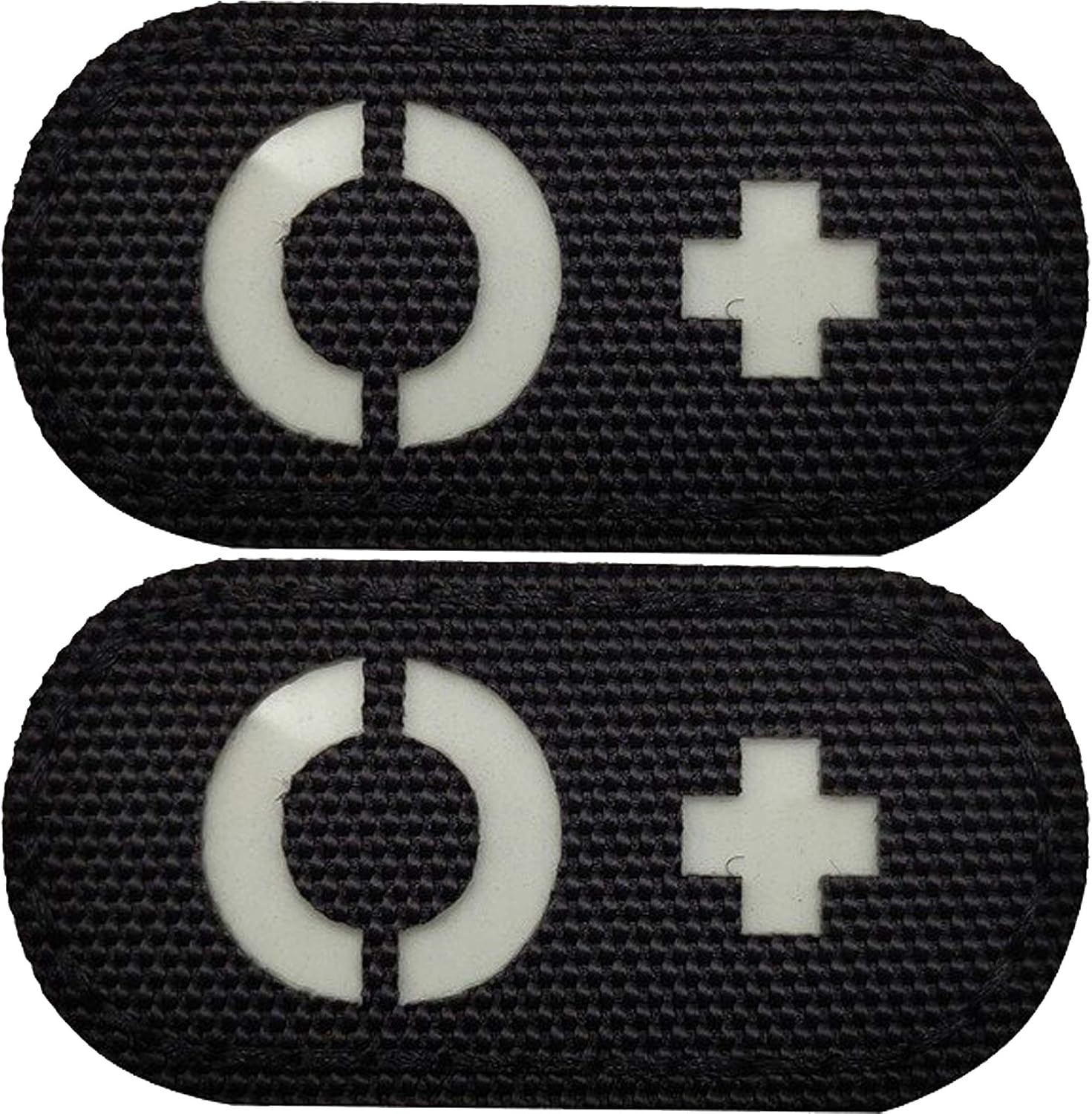 2 Pack Glow Dark Blood Type O Positive POS Reflective Patches, Emblem Tactical Morale Military Badges with Hook Loop Fastener Backing