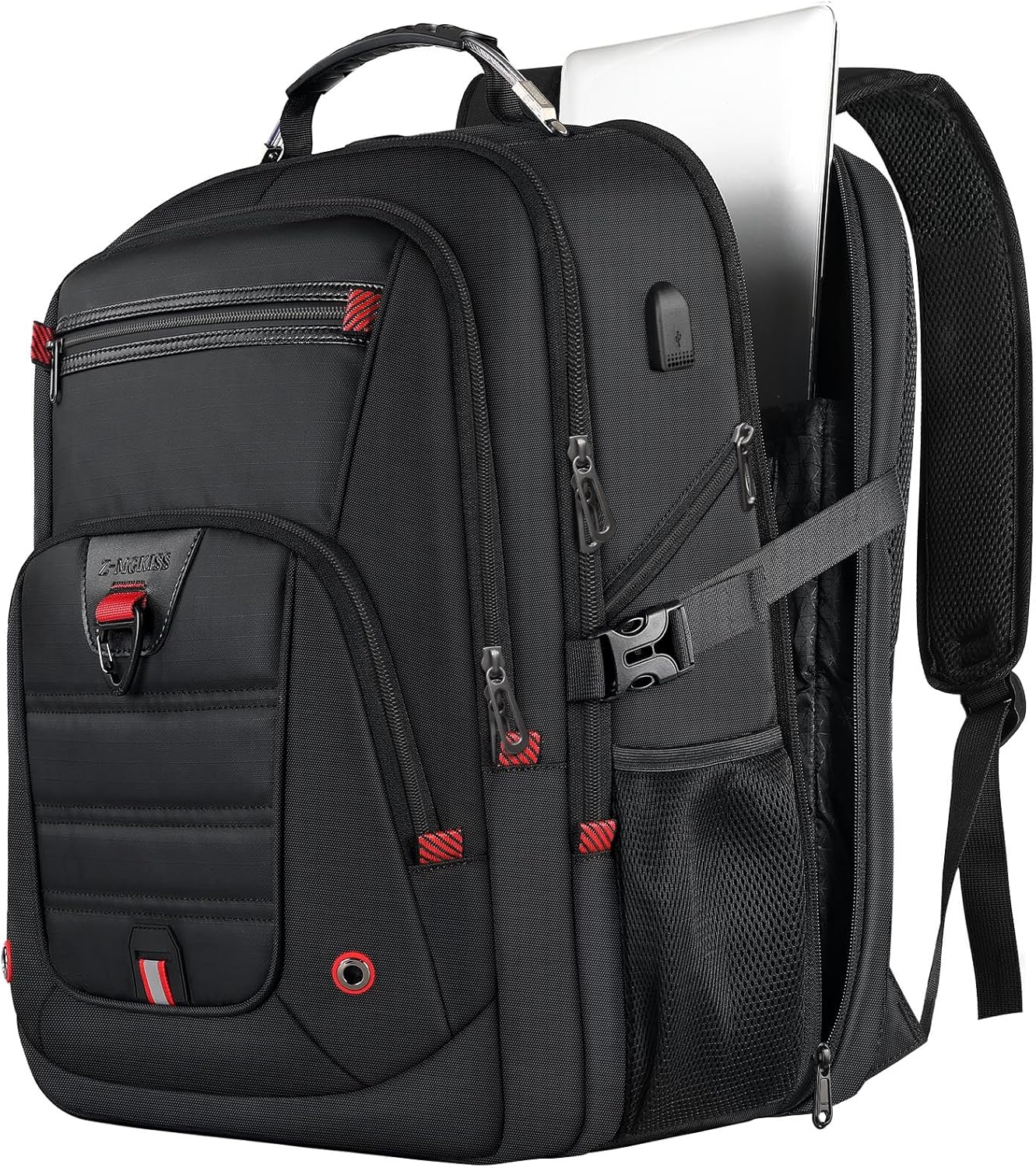 Travel Laptop Backpack, Extra Large Backpack for Men, 52L Overnight Backpack, TSA Flight Rucksack 17.3 Inch, Anti-Theft Business Work Bag with USB Port, Waterproof Big Computer Bag for College, Black