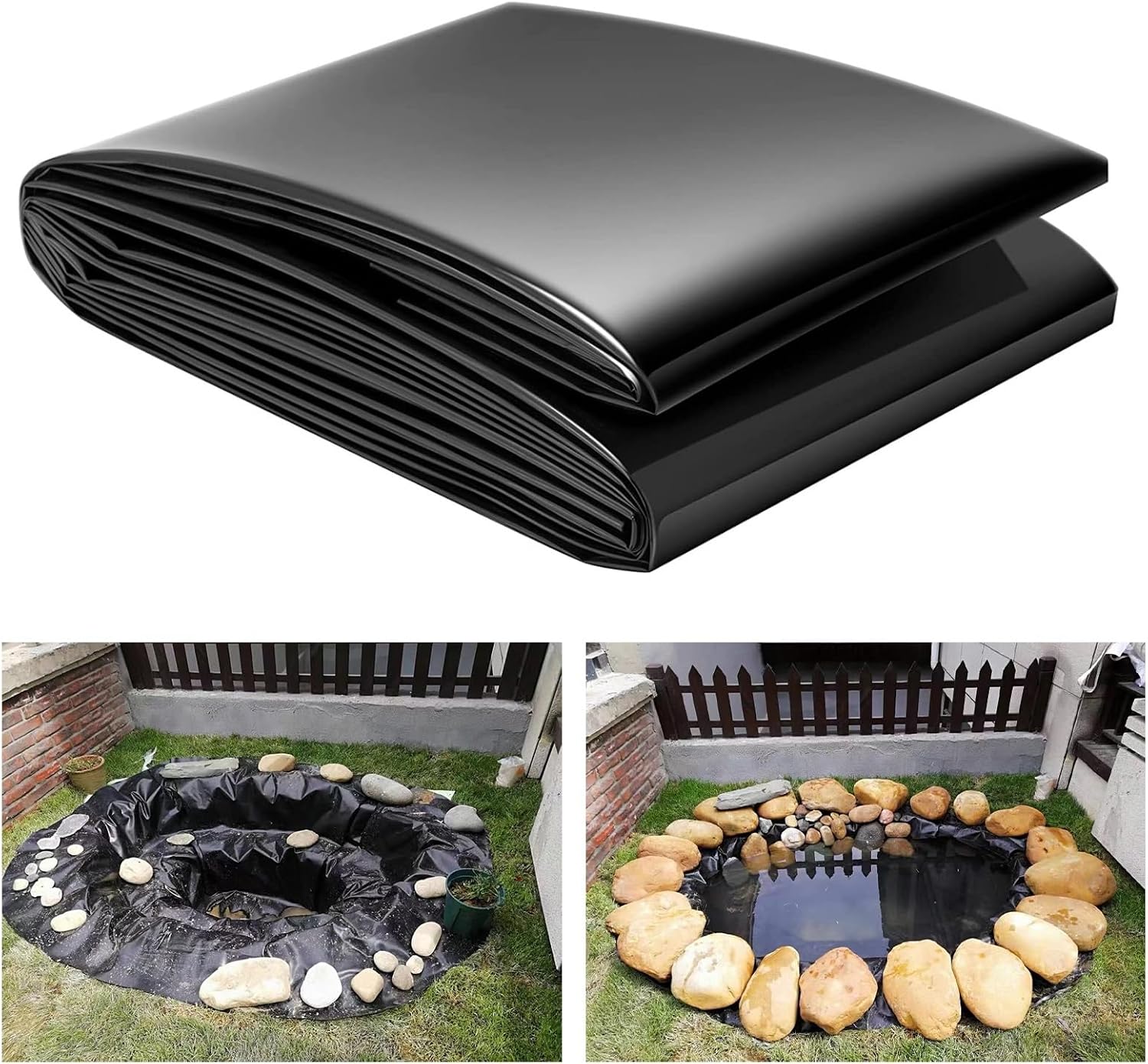 Koi Pond Liners for Outdoor Ponds 20 Mil, Fish-Safe Pond Fountain Liner, HDPE Preformed Pond Liner, Impermeable Plant Friendly Pond Membrane for Water Garden, Outdoor Waterfall, Streams, Bed Planter (
