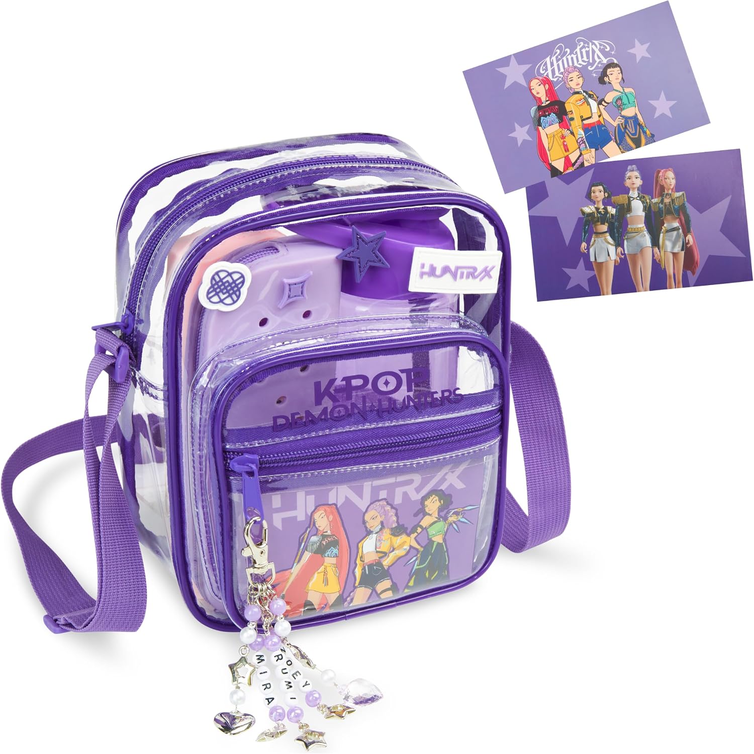 Get Trend Kpop Demon Hunters Girls Clear Crossbody Bag with Removable Charm