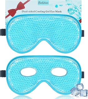 BeeVines Ice Eye Mask, 2 Pack XL Jumbo Size Cooling Freezer Gel Eye Masks for Puffy Eyes Face, Frozen Cold & Warm Compress, Ice Pack for Post Eye Surgery, Puffiness & Allergies Treatment (Blue)