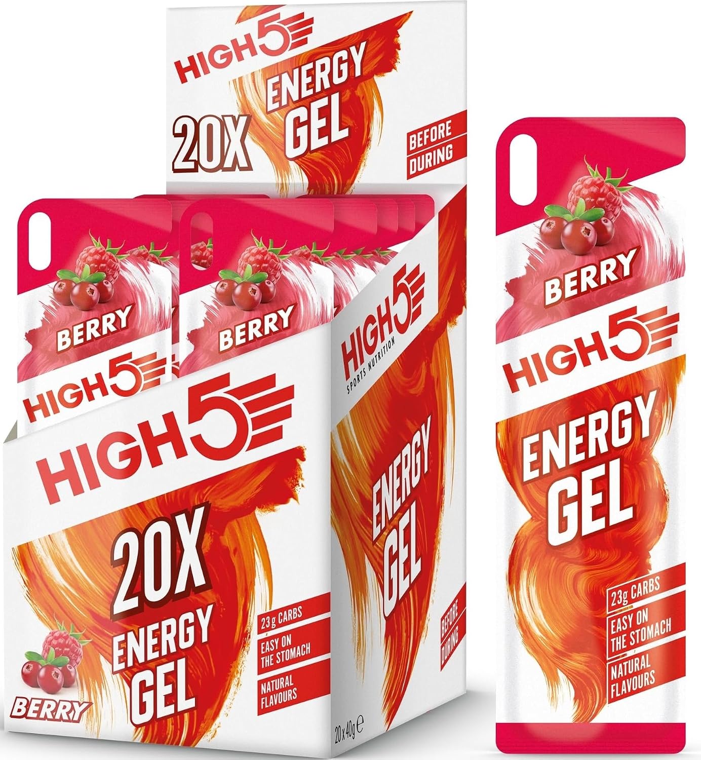 HIGH5 Energy Gel Quick Release Energy On The Go From Natural Fruit Juice (Berry, 20 x 40g)