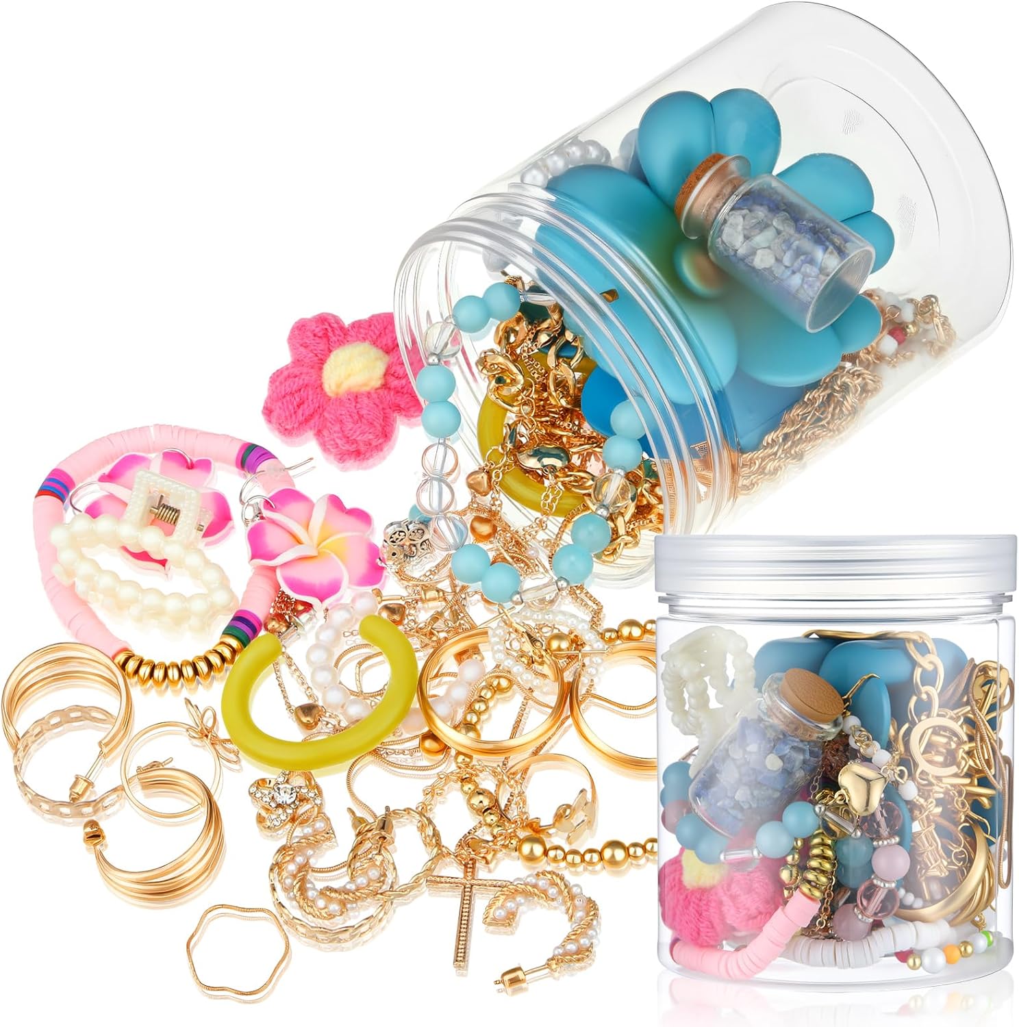 Tondiamo Mystery Jewelry Jar 30-35pcs Surprise Jewelry Box for Women Earrings Ring Bracelet Necklace Hair Clip Birthday Gift