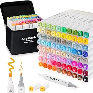 Alcohol Markers Brush Tip, 80+1 Colors Dual Tip Brush & Chisel Alcohol-Based Art Markers Set with Case for Adult Artists Drawing Coloring