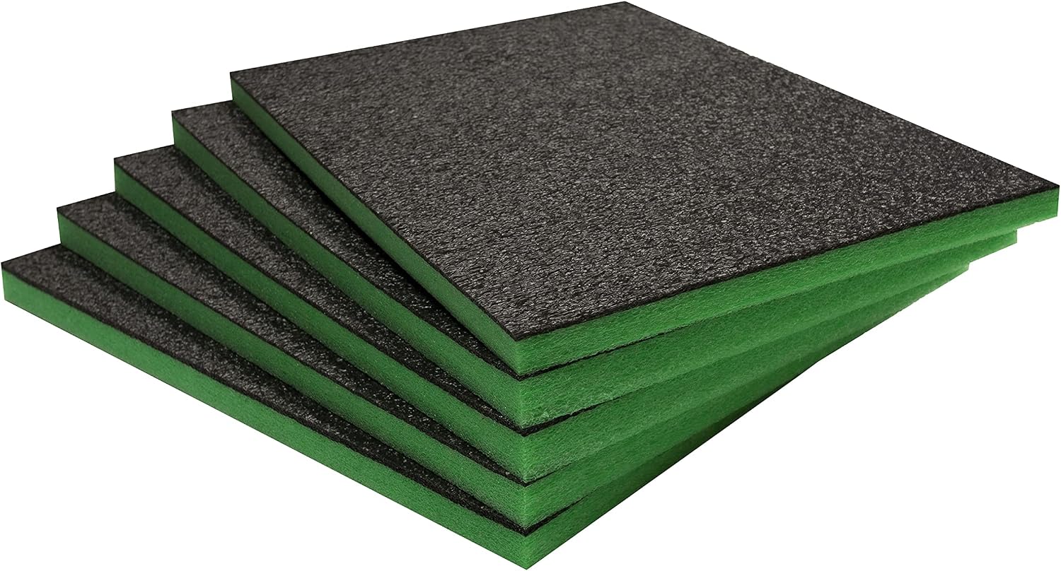 Shadow Foam Value Pack 5pcs – Foam Inserts for Tool Box Organisation – 600mm x 420mm - DIY Cut & Peel Sheets for Toolboxes, Tool Chests & Flight Cases – Lean, 5S (Green, 30mm Depth)