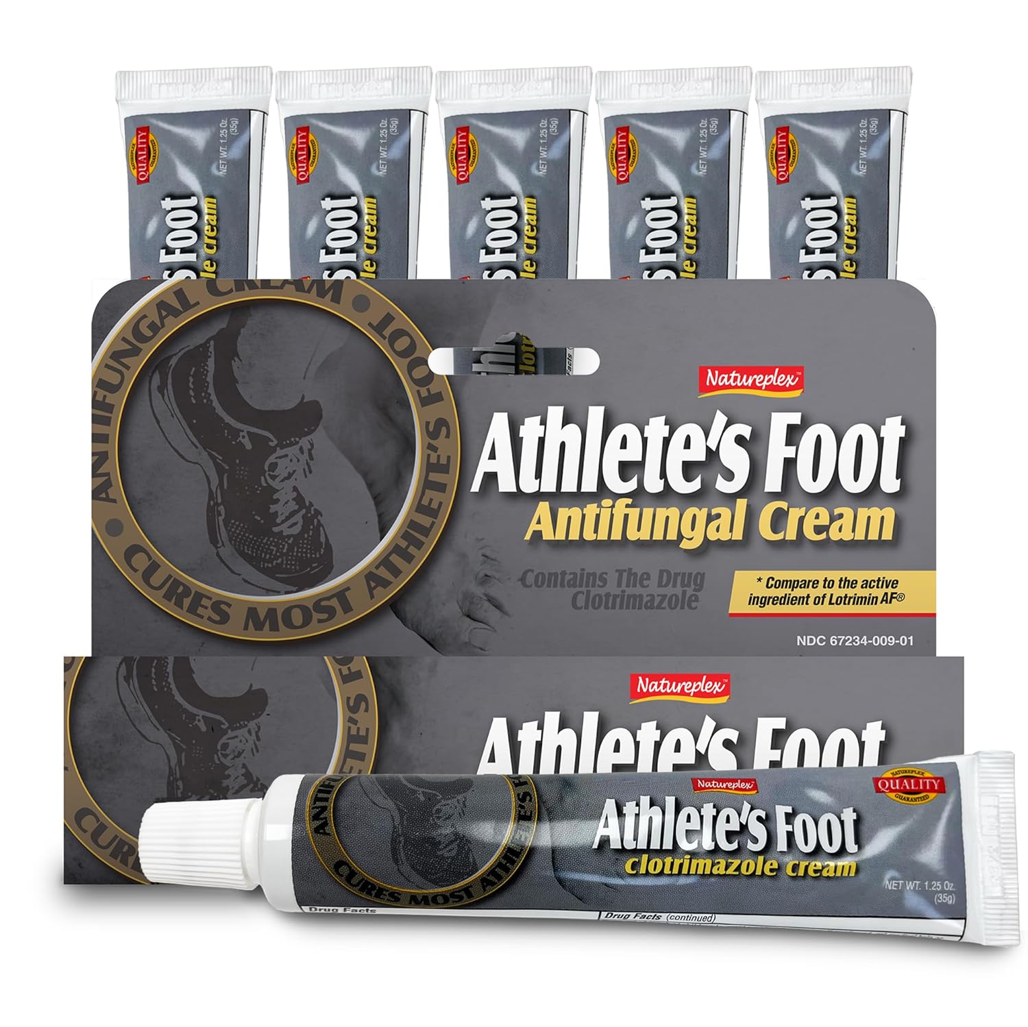 Natureplex Athlete’s Foot Cream, 1% Clotrimazole 1.25 oz (6 Pack) – Antifungal Treatment for Jock Itch, Foot Fungus, Ringworm, Fungal Skin, Armpit, & Feet – Made in USA