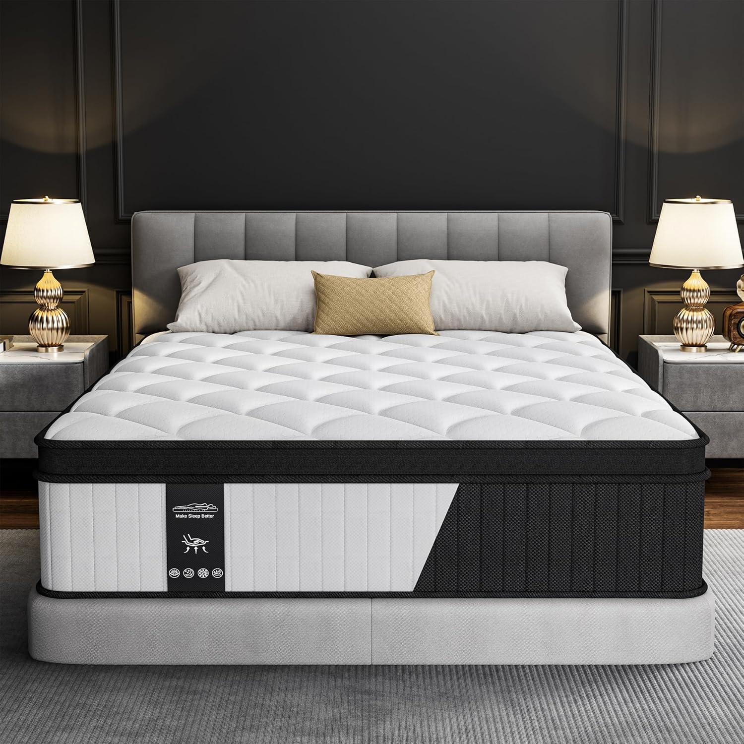 12 Inch Mattress Queen Size- 2025 Upgraded Hybrid Cooling Gel Memory Foam & Pocket Coils, Medium Firm Mattress in a Box for Back Neck Pain Relief, Motion Isolation, Edge Support, CertiPUR-US Certified