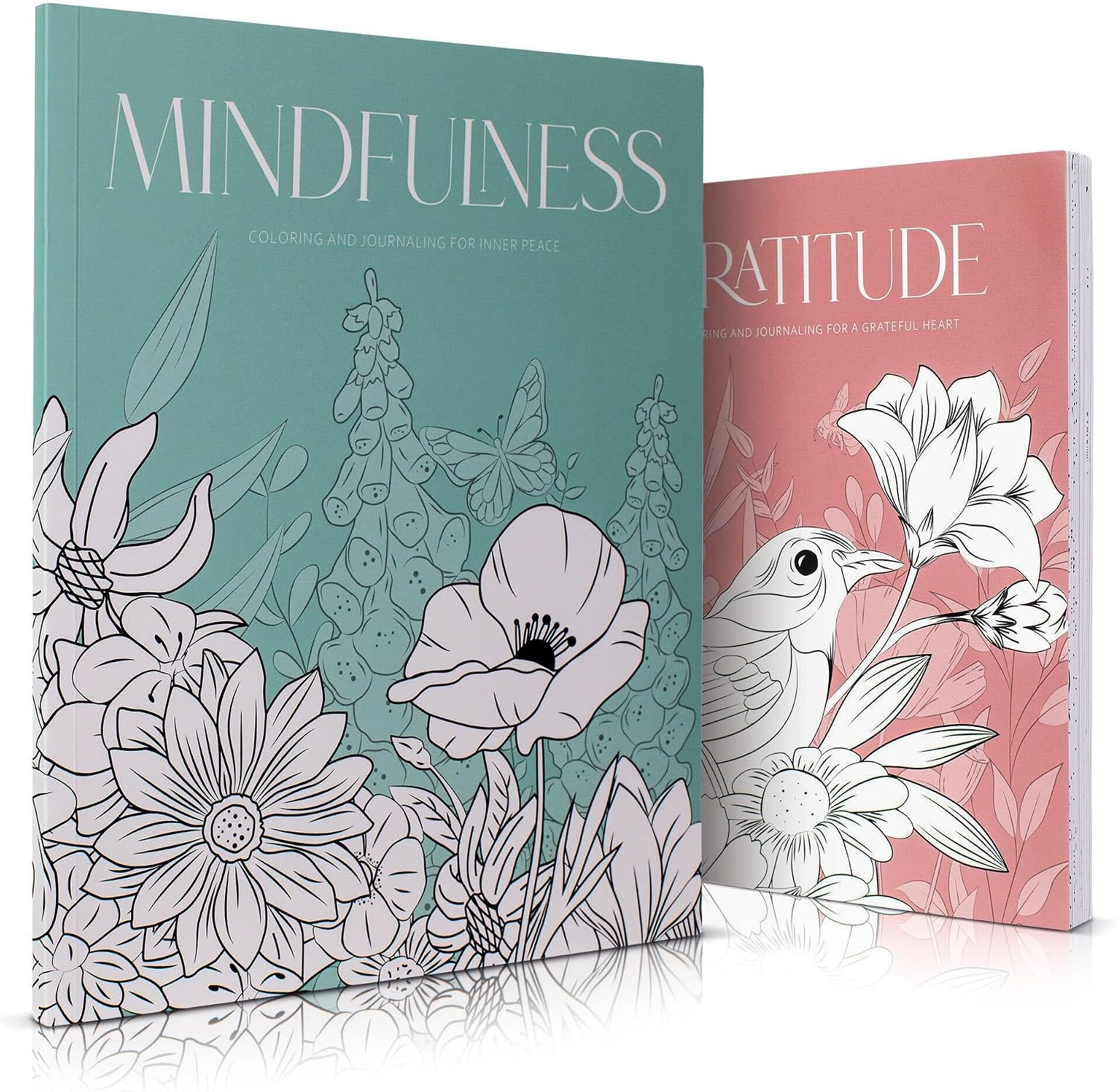 Beautiful Adult Coloring Book Set of 2 for Relaxation - Gratitude and Mindfulness Books with Inspirational Quotes Making it a Great Gift - Perfect Stress-Relieving Books Fun to Color for Women