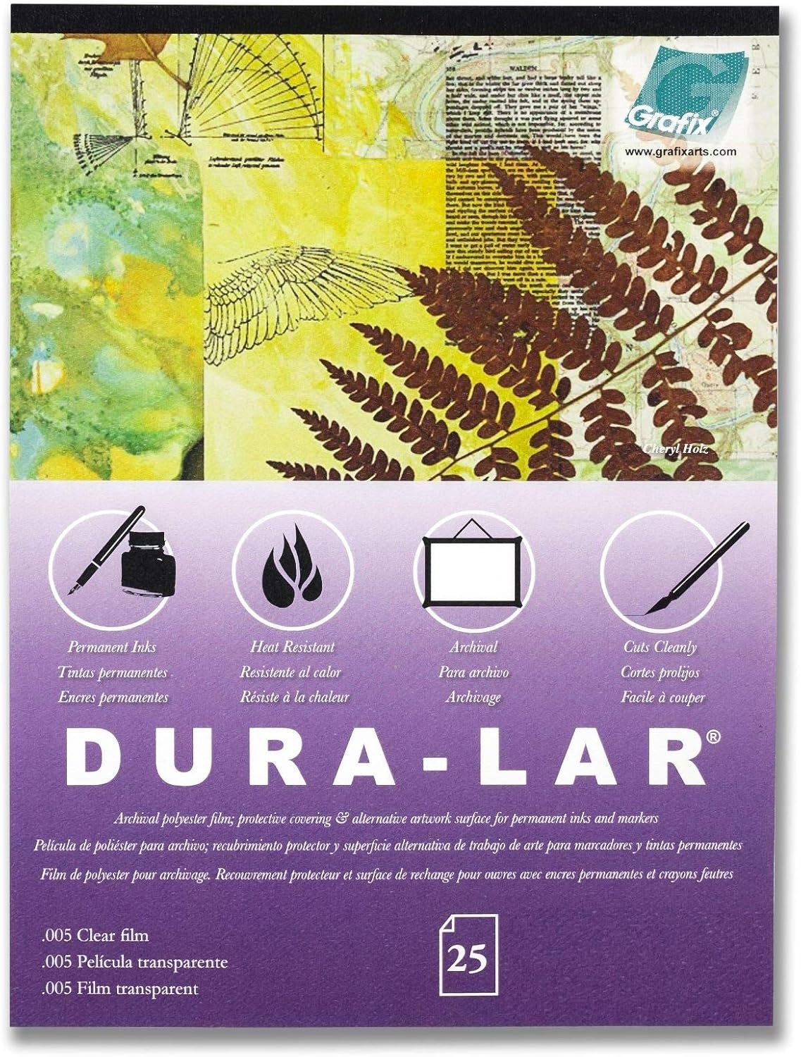 Grafix Dura-Lar Film, .005 in, Ultra Clear Glossy, 19 x 24 in, Pad