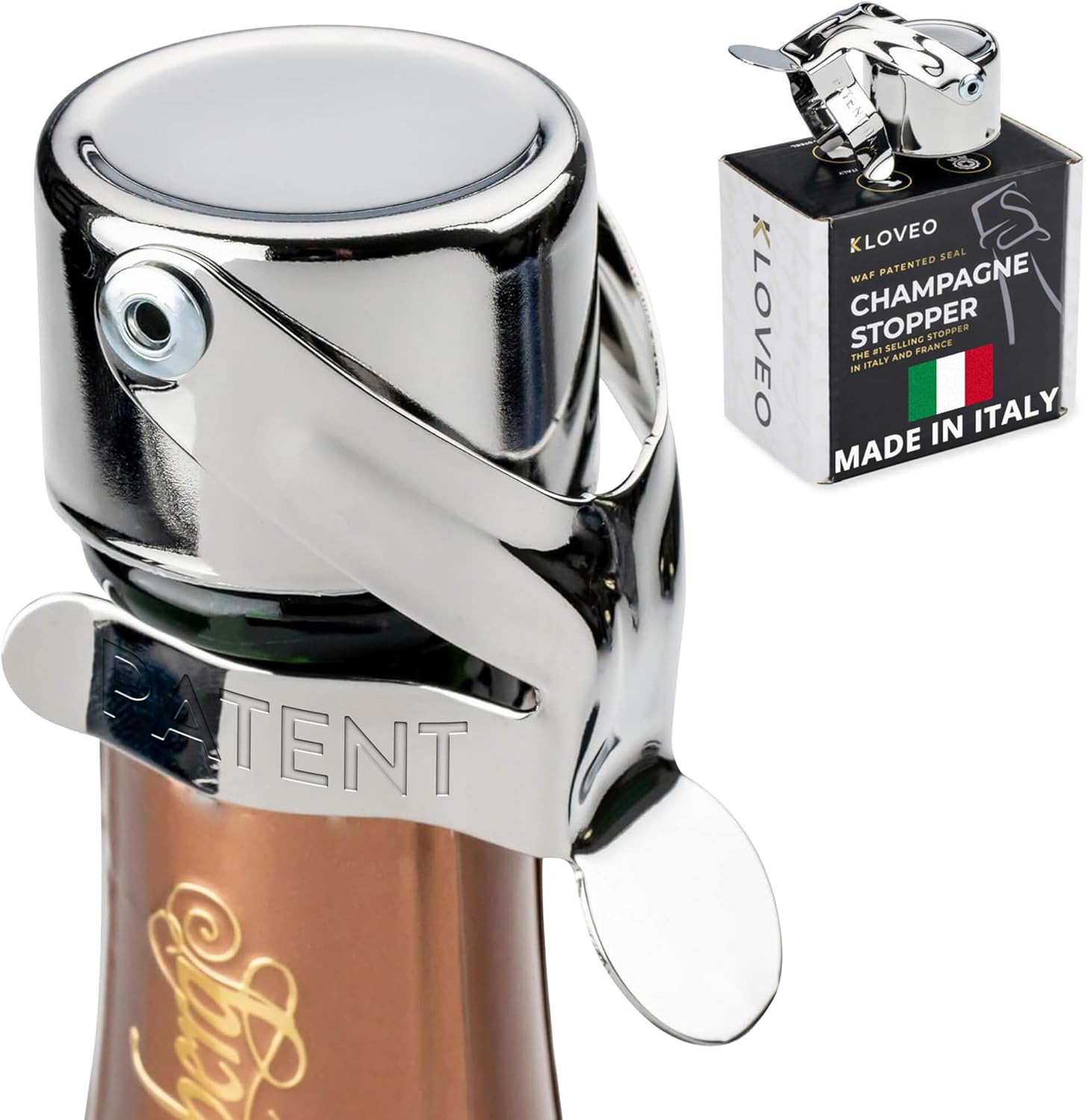 KLOVEO Champagne Stoppers - WAF Patented Seal - Made in Italy