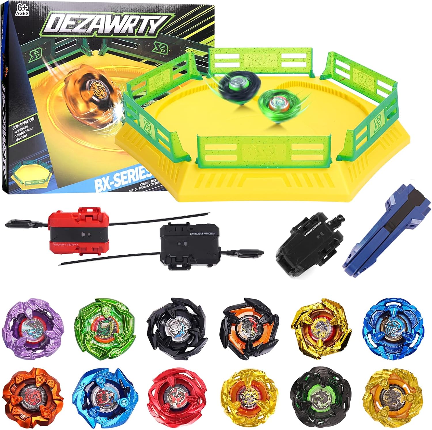 X Stadium Arena Battle Set with 12 Spinning Tops 3 Launchers 1 Grip Ages 6+