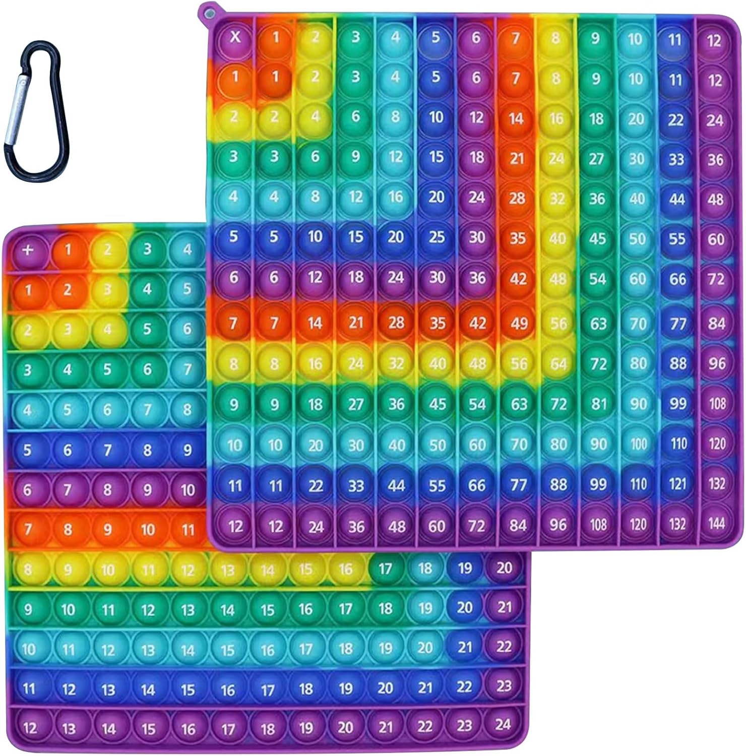 Times Table Poppet 12x12 Math Fidget Toy Multiplication Popper Relieve Stress And Anxiety 12x12&12+12 (Purple dot right angle double side 1-144)