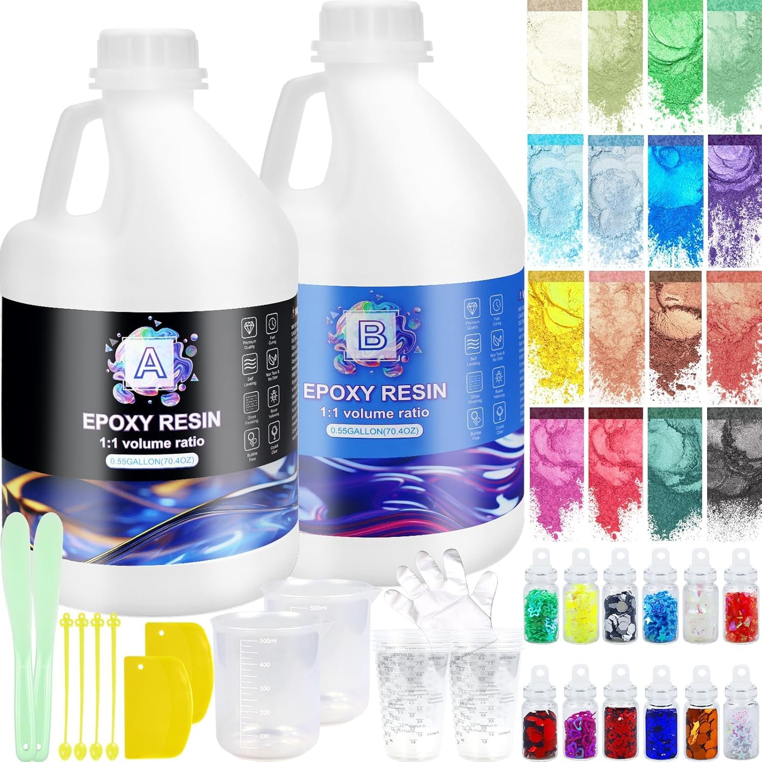Epoxy Resin Kits-4.15 L/1.1 Gallon Crystal Clear Epoxy Resin&Hardener for Beginners,Resin Starter Kit for DIY Art&Craft,Jewelry Making,Mold Casting,Table Top Coating,Wood,Gift