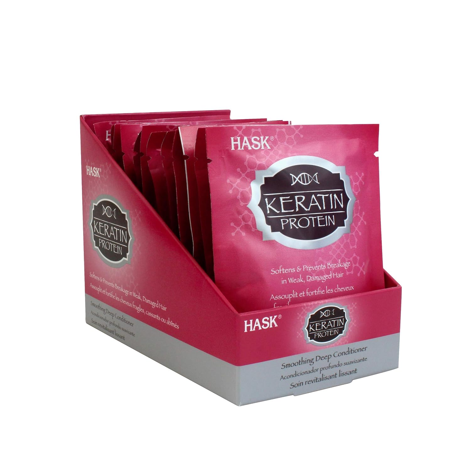 HASK Keratin Smoothing Deep Conditioner Treatments for all hair types, color safe, gluten-free, sulfate-free, paraben-free - Pack of 12