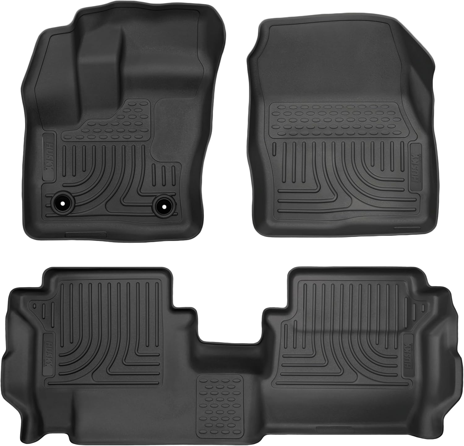 Husky Liners Weatherbeater Floor Mats | Fits 2015 - 2021 Ford Transit 150/250/350/350HD w/Carpet Flooring | Front Row, 2-pc Black - 18771