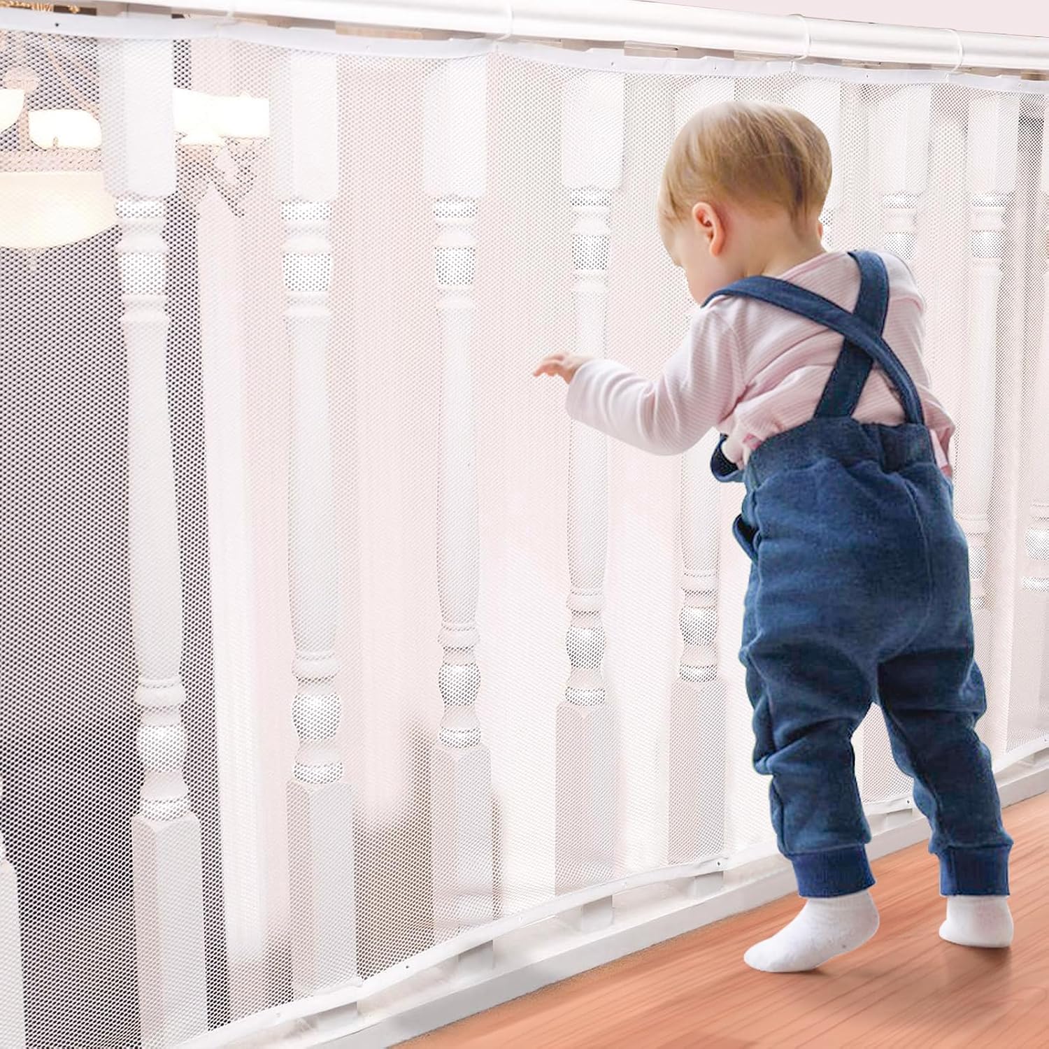 South to East Banister Guard for Baby, 10ft x 3ft, Premium Balcony Netting for Pets, Child Safety Net, Rail Balcony Banister Stair Mesh for Kids, Toys, Pets, White