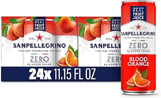 Sanpellegrino Zero Grams Added Sugar Italian Sparkling Drinks, Sparkling Blood Orange Beverage, 24 Pack of 11.15 Fl Oz Cans