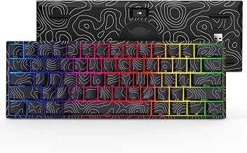 HITIME 60% Percent Keyboard, Topographic Theme Keyboard, XVX M61 Pro Bluetooth/2.4GHz/USB-C Wireless Mechanical Gaming Keyboard, Hot Swappable Creamy Keyboard, Pre-lubed Switch Custom Keyboard RGB