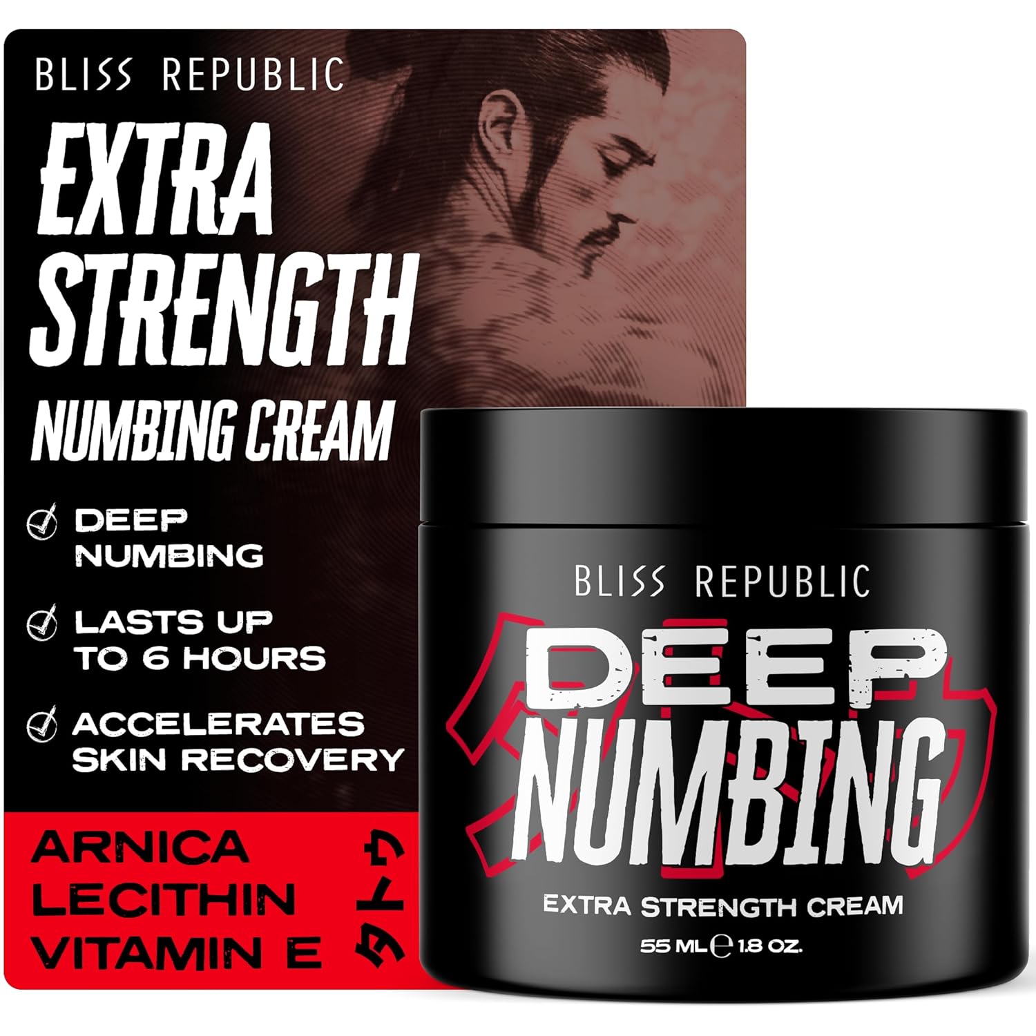 Numbing Cream Extra Strength, Hydrating Formula with Vitamin E, Lecithin and Arnica, 53ml