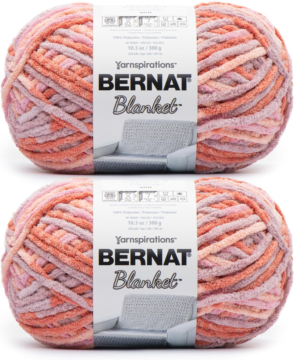 Bernat Blanket Yarn Super Bulky Soft Chenille Yarn Dried Flowers 2-Pack