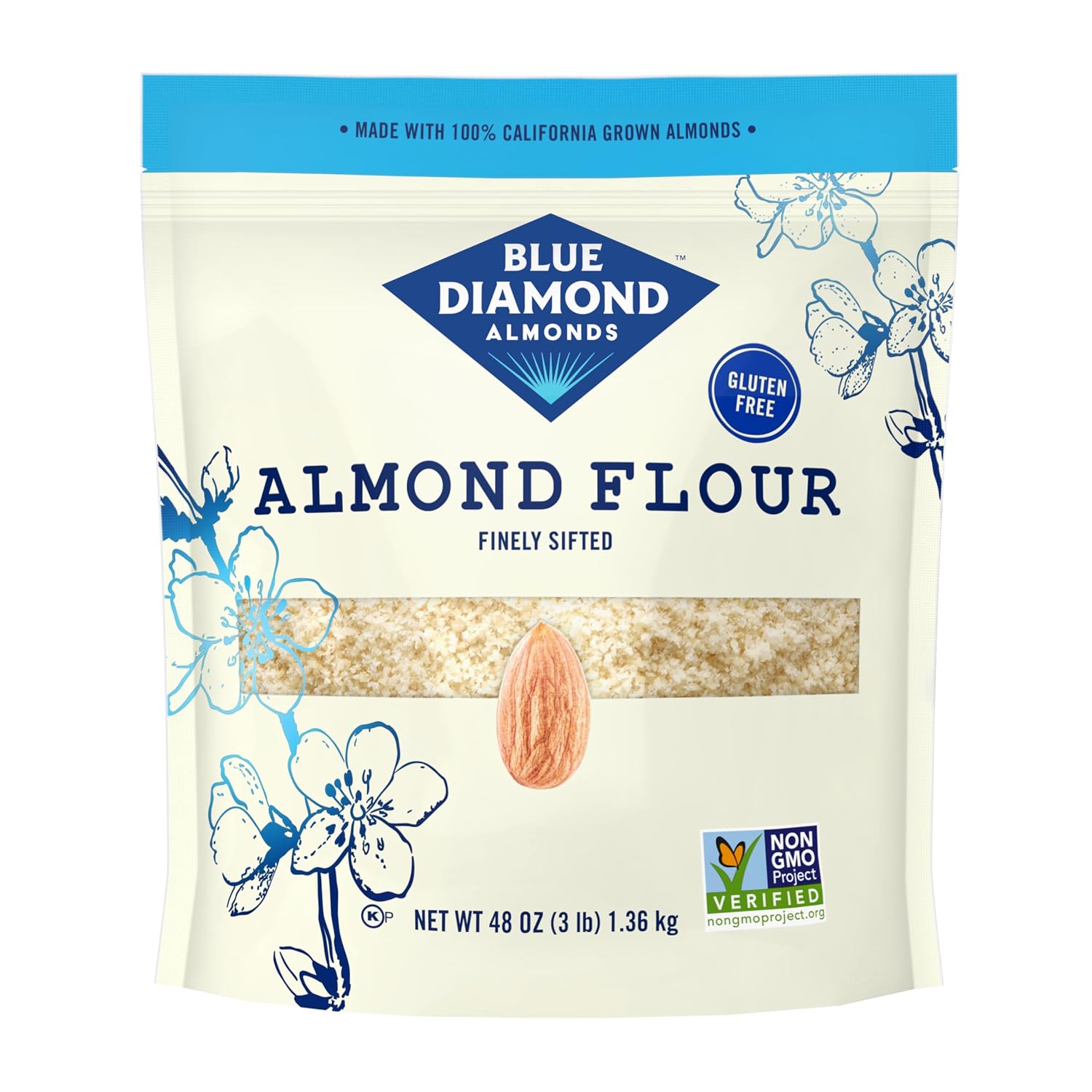 Blue Diamond Almonds Almond Flour, Gluten Free, Blanched, Finely Sifted, 48 oz