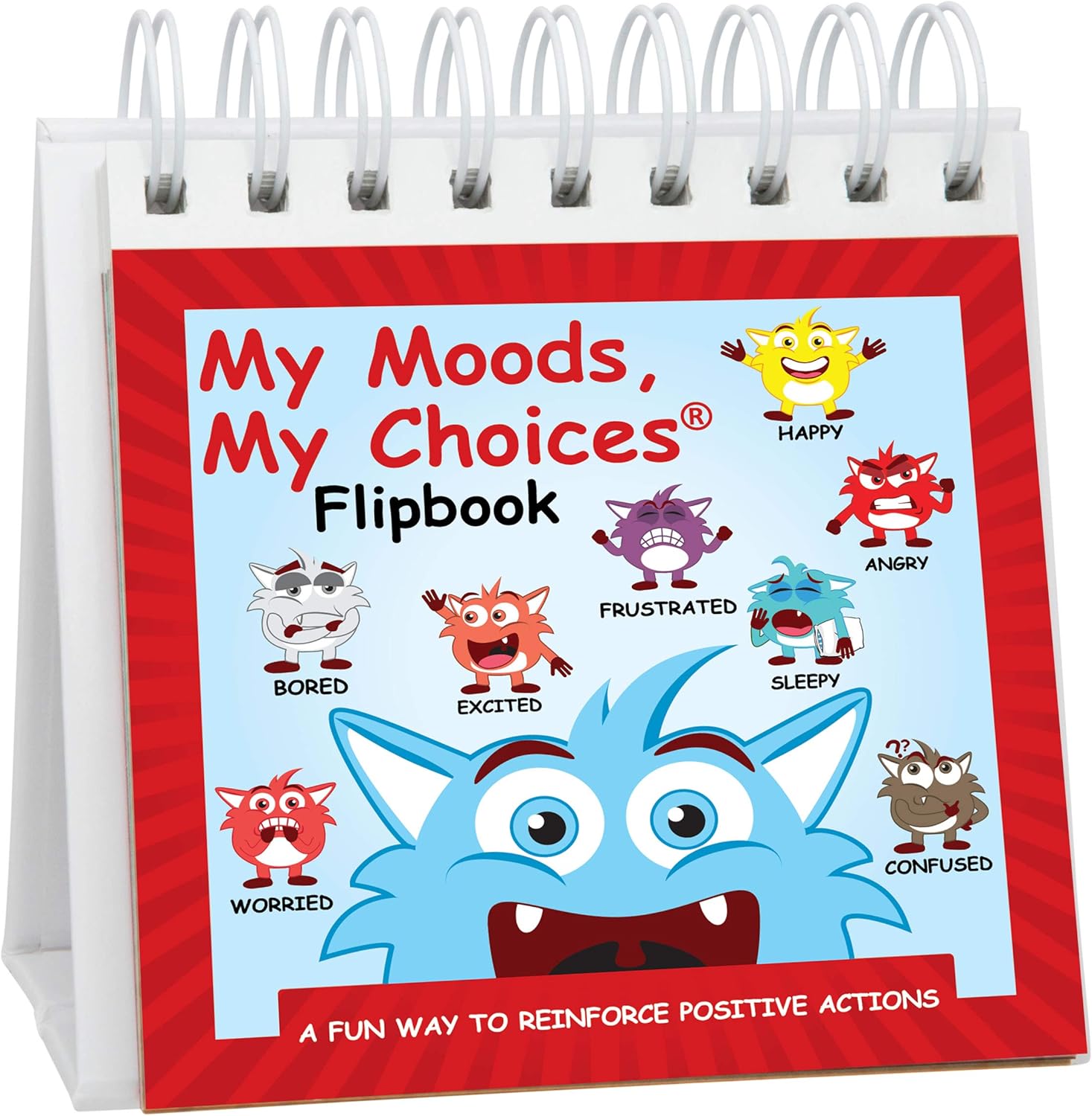 The Original Mood Flipbook for Kids; 20 Different Moods/Emotions; Autism; ADHD; Help Kids Identify Feelings and Make Positive Choices; Laminated Pages (Monster Flipbook)