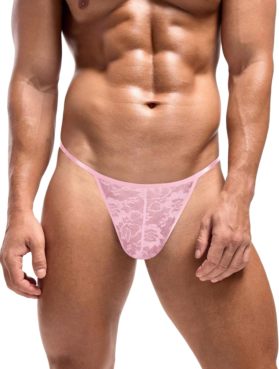 Mens Lace Thong Sexy Low Rise T-back G-string Men Thong Underwear 1-4 Pack | Mens Lingerie Sheer Mesh Panties 3D Pouch Soft Comfortable Men's Thong lightweight Briefs