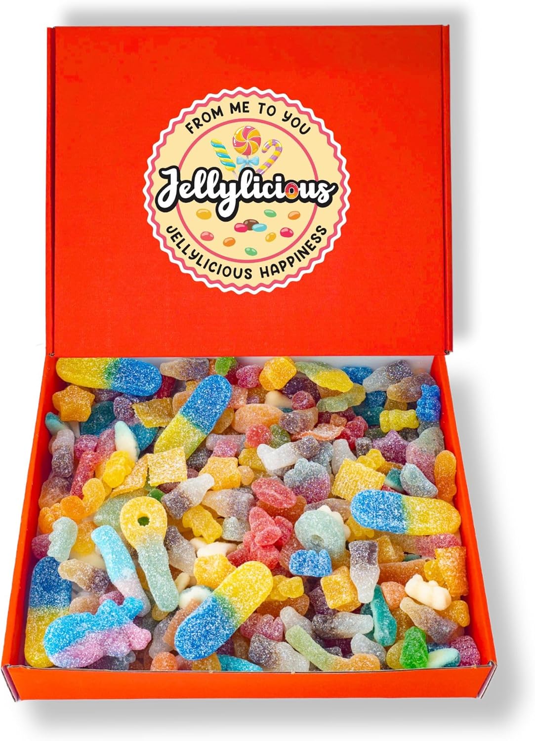 Jellylicious 1kg Fizzy Sweet Gift Box – Luxury Pick & Mix Sweet Hamper – Jelly & Sour Sweets – Sealed for Freshness – Birthday, Movie Night, Father’s Day, Get Well, Gifting