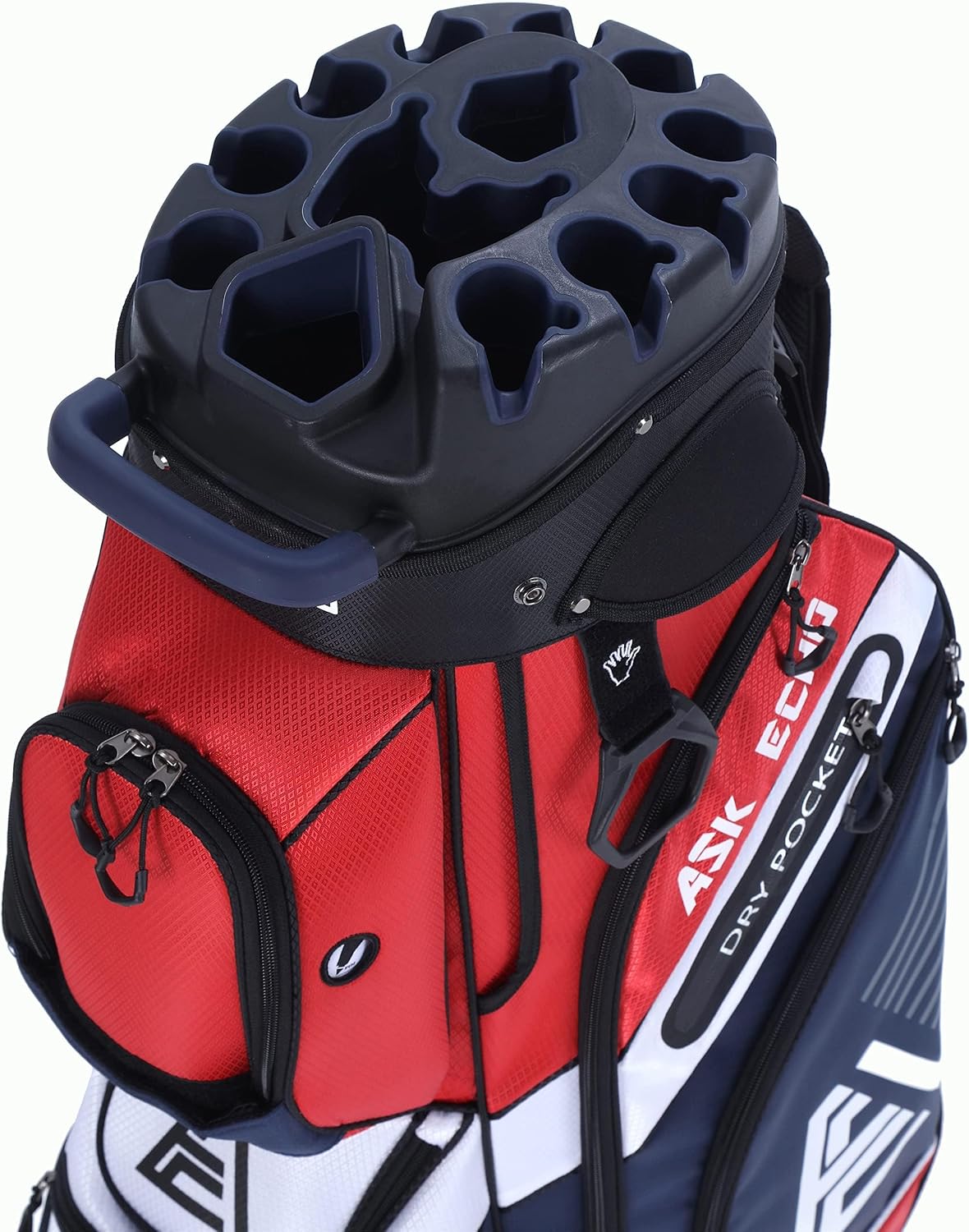 ASK ECHO T-Lock Golf Cart Bag, Quiet 14-Way Full-Length Divider | Keeps every club protected, organized and easy to access.Smart pocket layout keeps every essential within easy reach