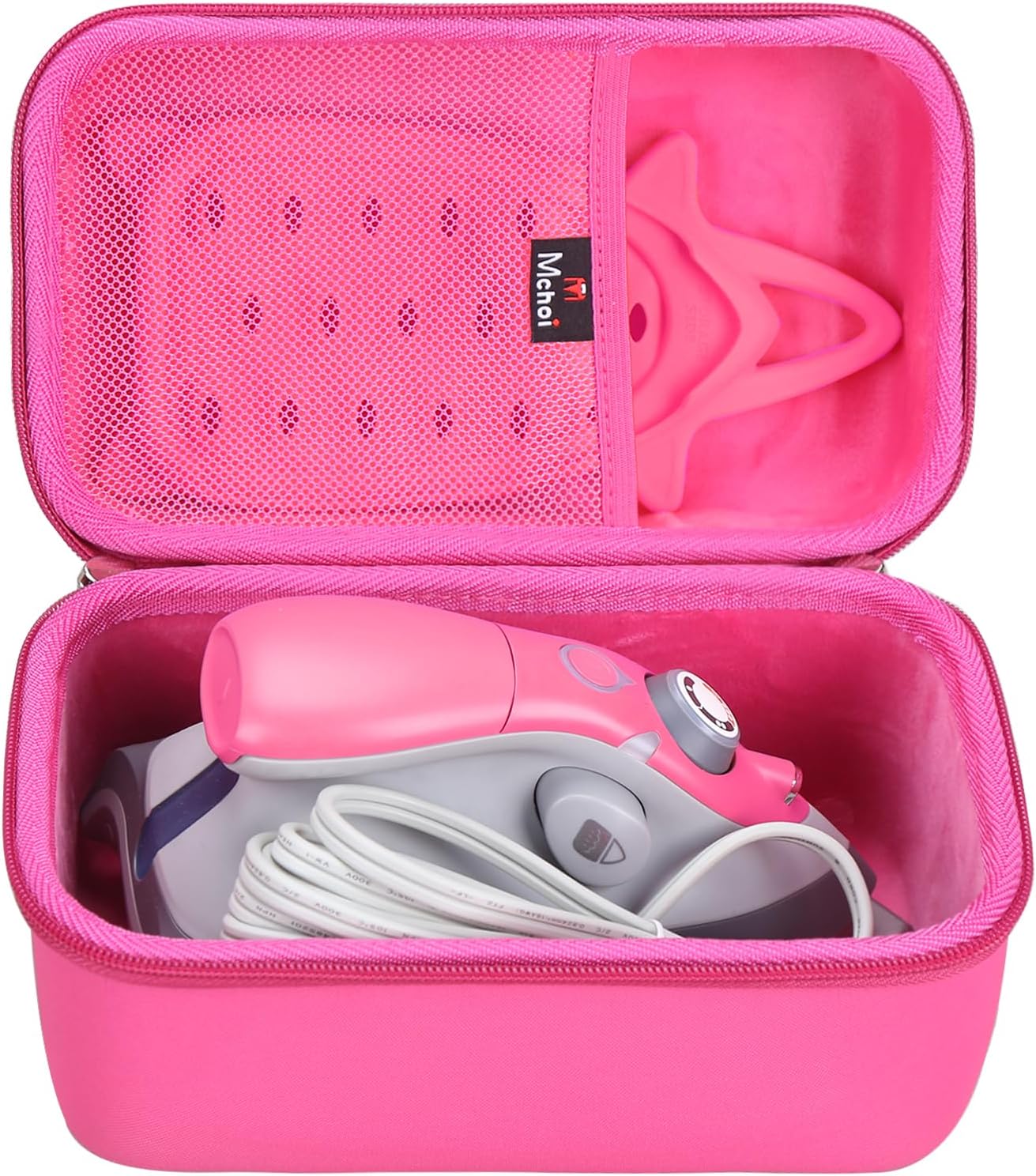 Mchoi Hard Case Suitable for Oliso M3Pro/ M2 Mini Project Steam Iron, Travel Irons Organizer Holders with Mesh Pocket Fits for Solemate, Sewing, Quilting, Crafting, Case Only, Rose Red