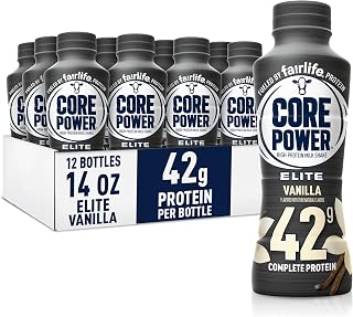 Core Power Elite High Protein Shake, Vanilla, 42g Bottle, 14oz, 12 Pack