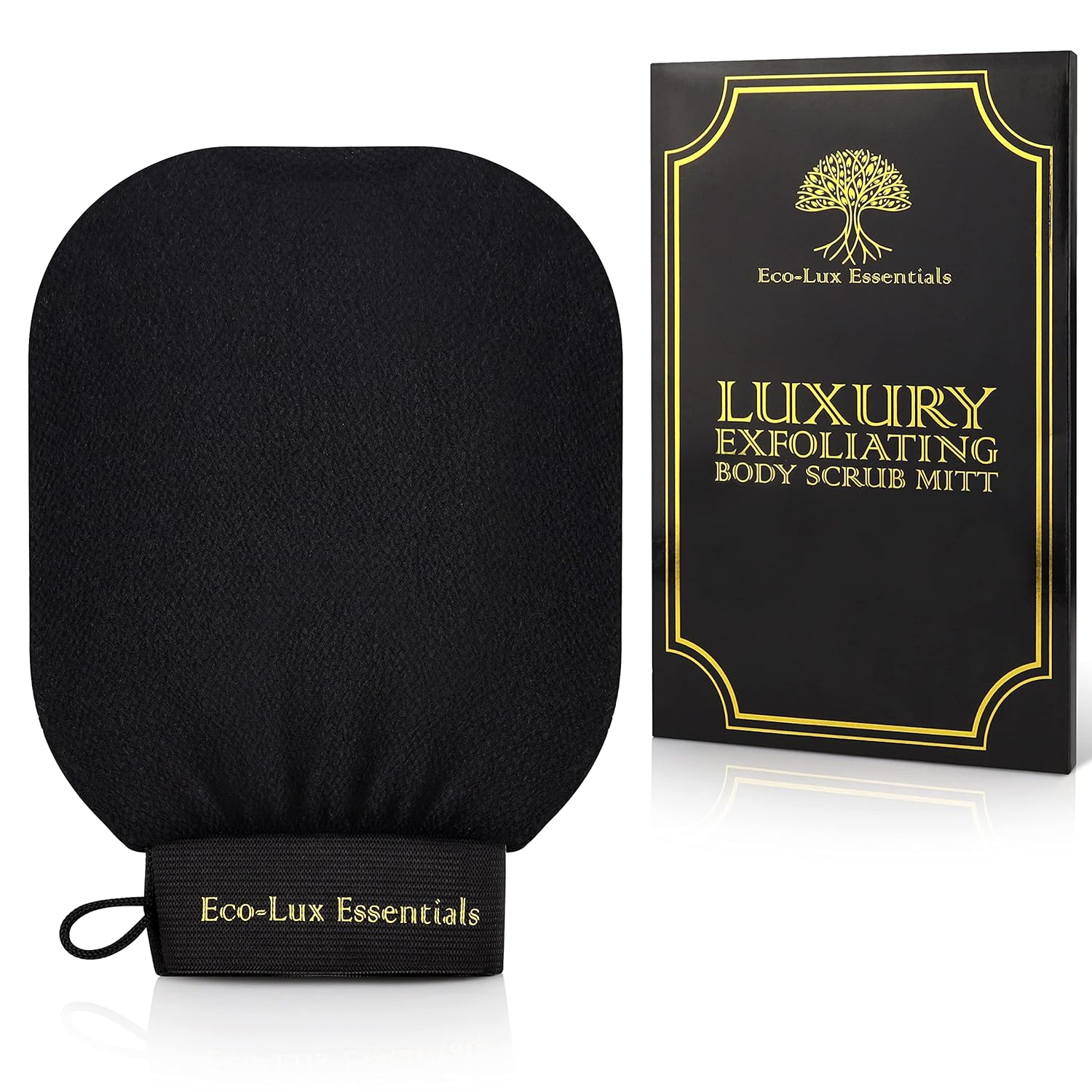 Eco Lux Exfoliating Mitt – Moroccan Exfoliating Glove, Premium Viscose Kessa Mitt for Deep Exfoliation & Dead Skin Removal, Fake Tan Remover, Heavy-Duty Reusable Body Scrub Glove for Bath & Shower