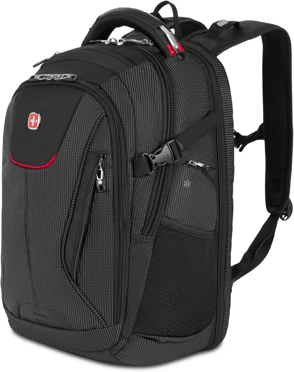 SwissGear 5358 Ultimate Protection USB TSA Friendly ScanSmart Laptop Backpack and Cable Lock Bundle - Black/Red